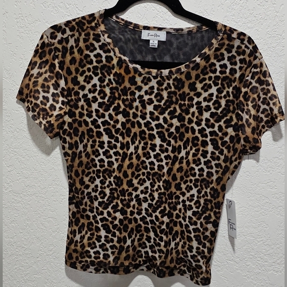Faded Rose Top Animal Print Leopard XL Blouse - Picture 1 of 6